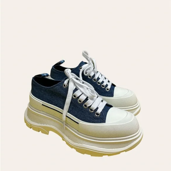 Indigo Denim Tread Slick Sneakers - Picture 2 of 13